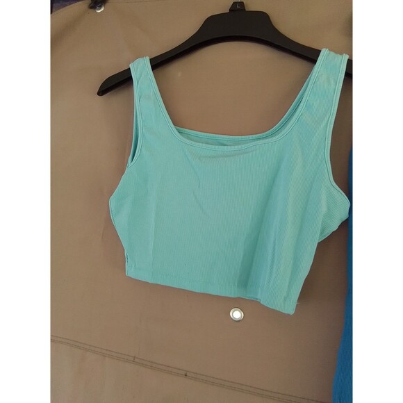 2 Piece Scoop Neck Sleeveless Ribbed Tank Top Bodycon Slit Midi Skirt Outfit Dr - Picture 5 of 7